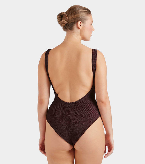 Hunza G Square Neck Swim Metallic Chocolate