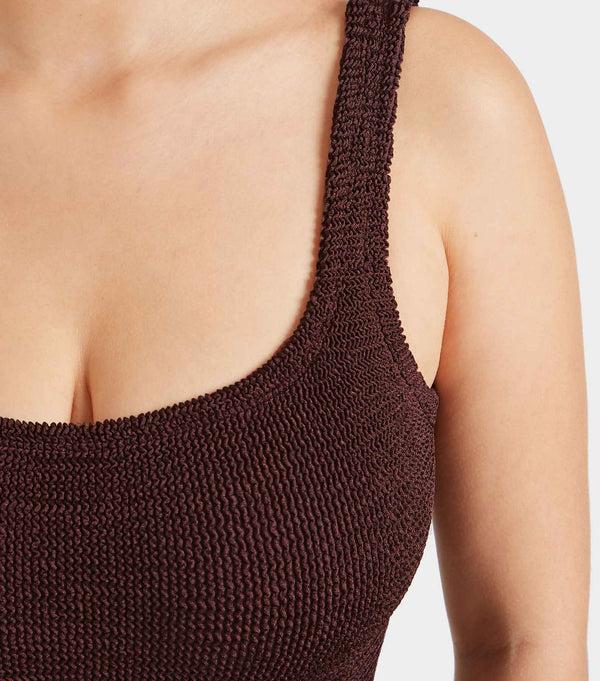 Hunza G Square Neck Swim Metallic Chocolate