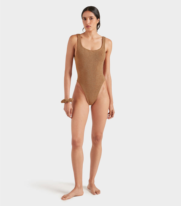 Hunza G Square Neck Swim Metallic Cocoa