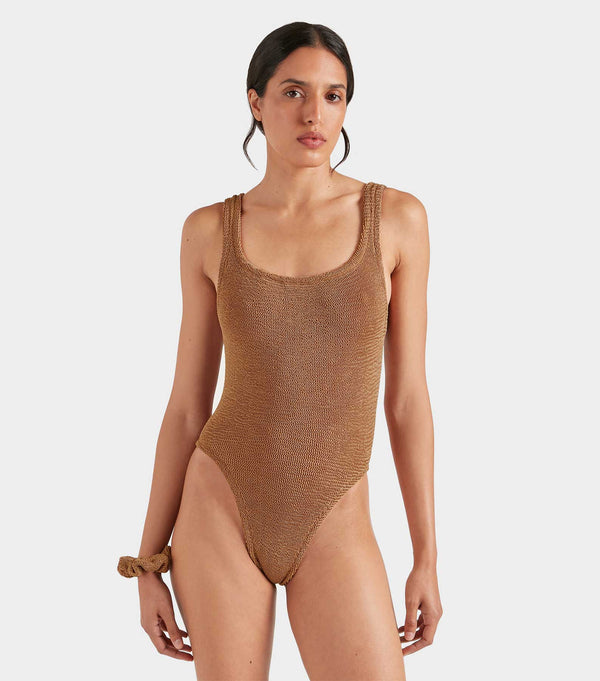 Hunza G Square Neck Swim Metallic Cocoa