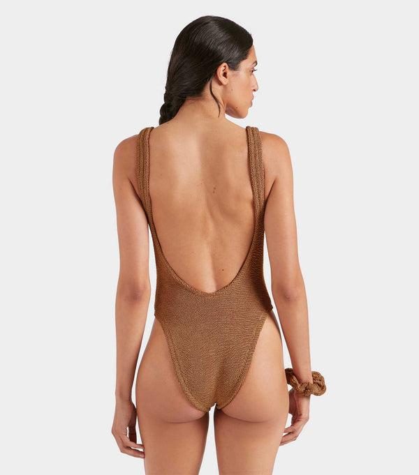 Hunza G Square Neck Swim Metallic Cocoa