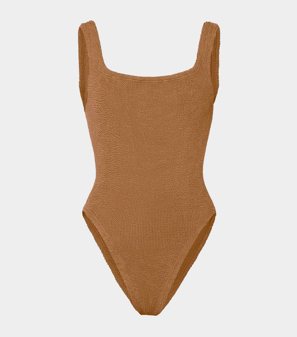 hunza g Square Neck Swim Metallic Cocoa