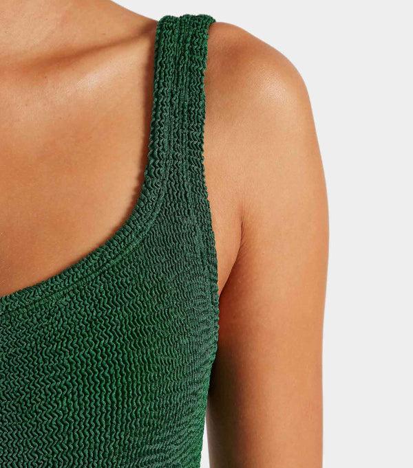 Hunza G Square Neck Swim Metallic Forest Green