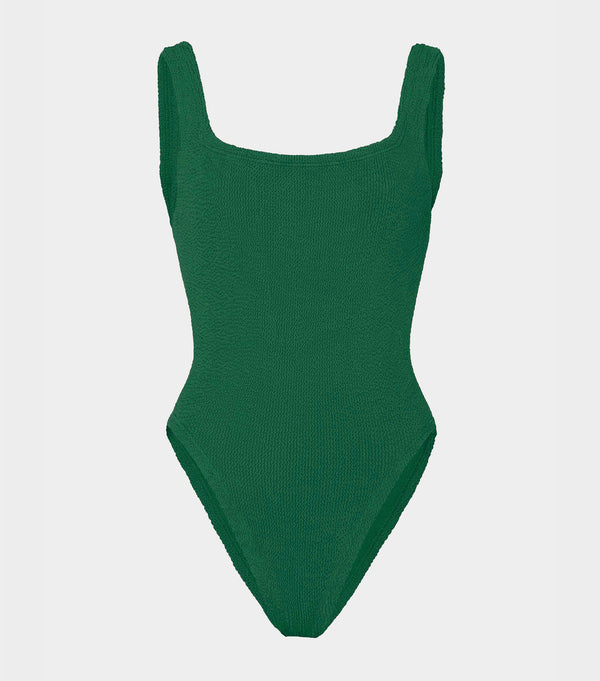 hunza g Square Neck Swim Metallic Forest Green