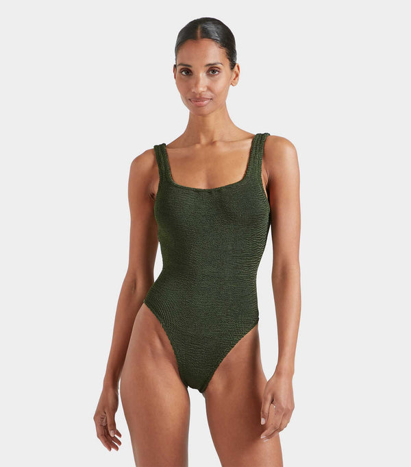 Hunza G Square Neck Swim Metallic Khaki