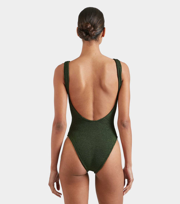 Hunza G Square Neck Swim Metallic Khaki