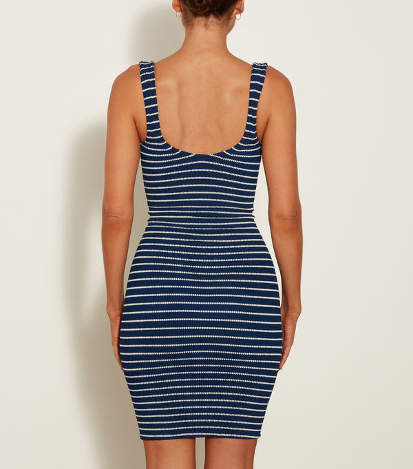 Hunza G Tank Dress Navy/White Stripe
