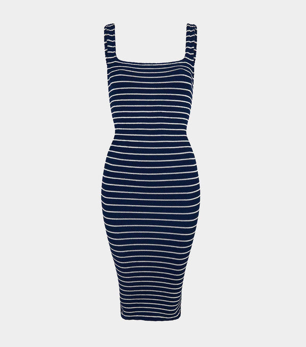 hunza g Tank Dress Navy/White Stripe