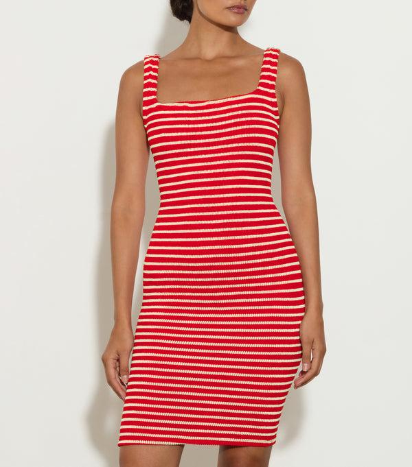 Hunza G Tank Dress Red/White Stripe