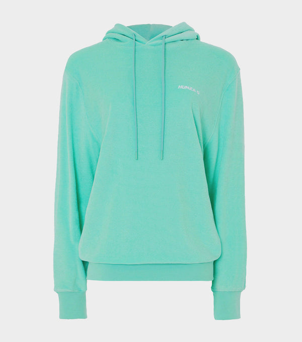 hunza g Terry Towelling Hoodie Mint