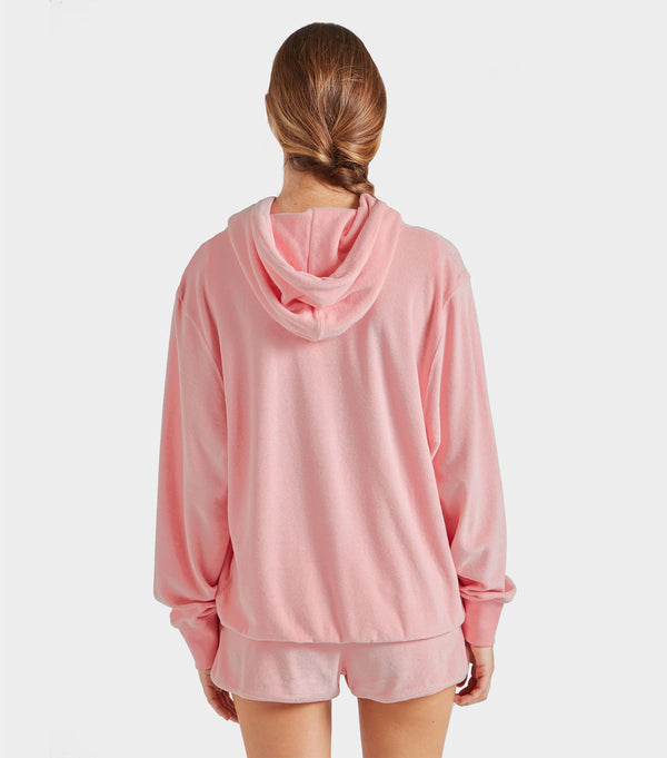 Hunza G Terry Towelling Hoodie Pink