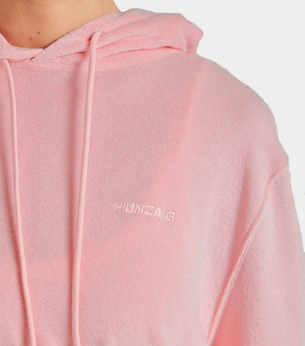 Hunza G Terry Towelling Hoodie Pink