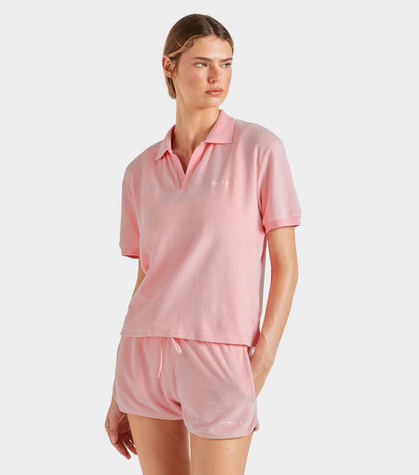 Hunza G Terry Towelling Polo Pink
