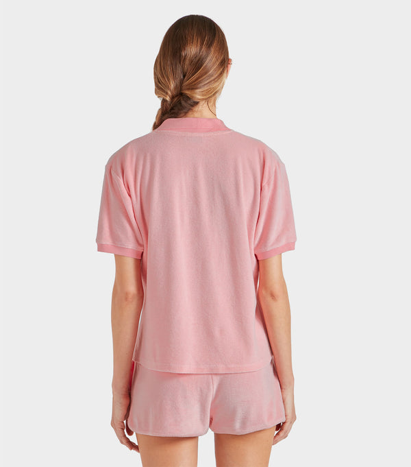 Hunza G Terry Towelling Polo Pink