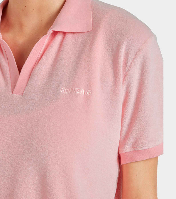 Hunza G Terry Towelling Polo Pink