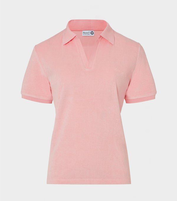 hunza g Terry Towelling Polo Pink