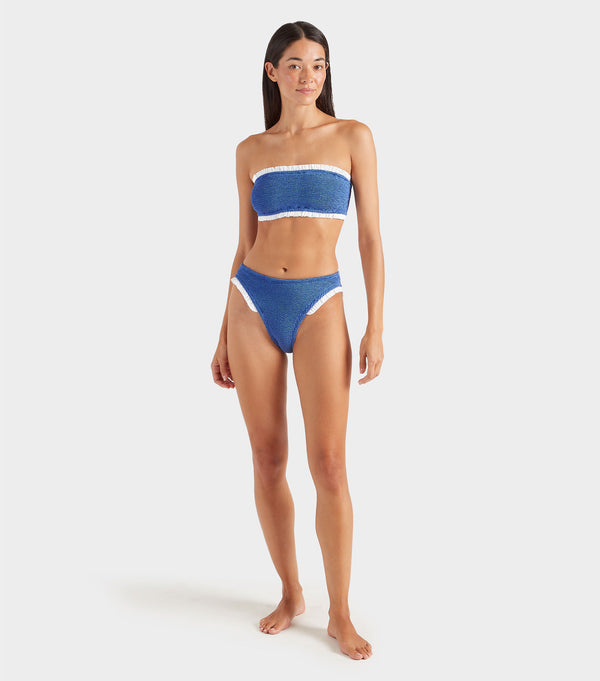 Hunza G Tracey Frill Bikini Metallic Denim