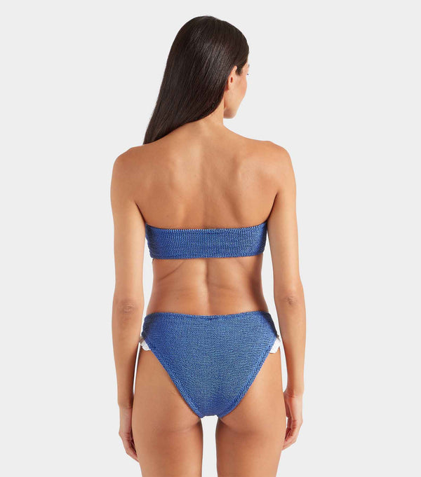 Hunza G Tracey Frill Bikini Metallic Denim