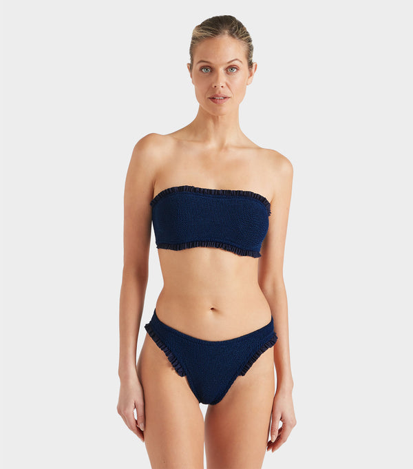 Hunza G Tracey Frill Bikini Navy