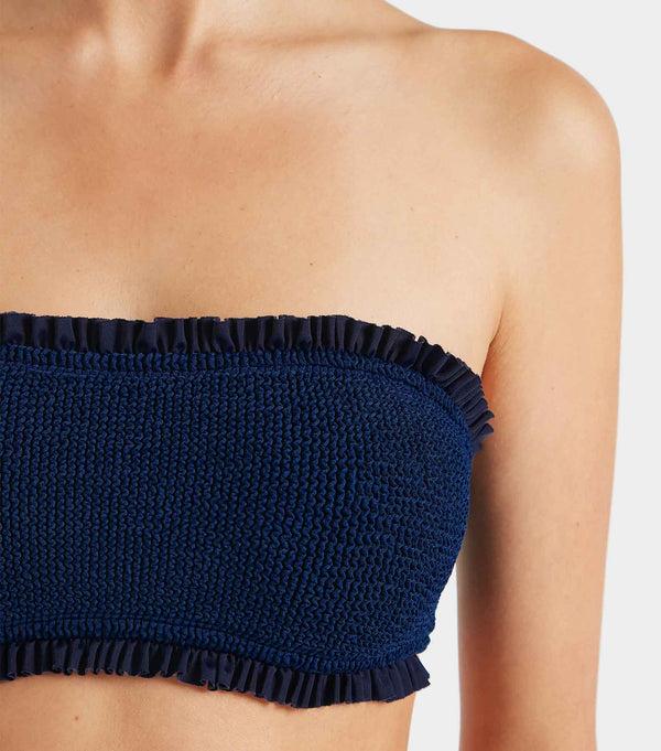 Hunza G Tracey Frill Bikini Navy