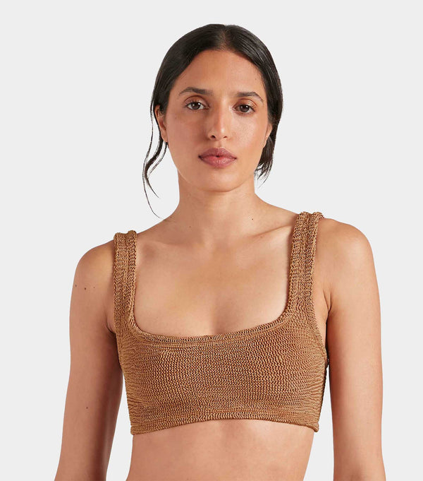Hunza G Xandra Bikini Top Metallic Cocoa