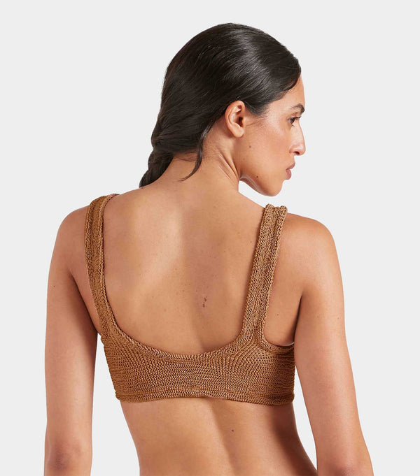 Hunza G Xandra Bikini Top Metallic Cocoa