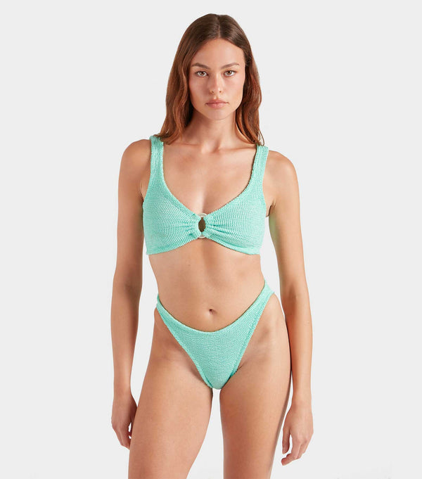 Hunza G Julia Bikini With Pearly Hoop Metallic Mint