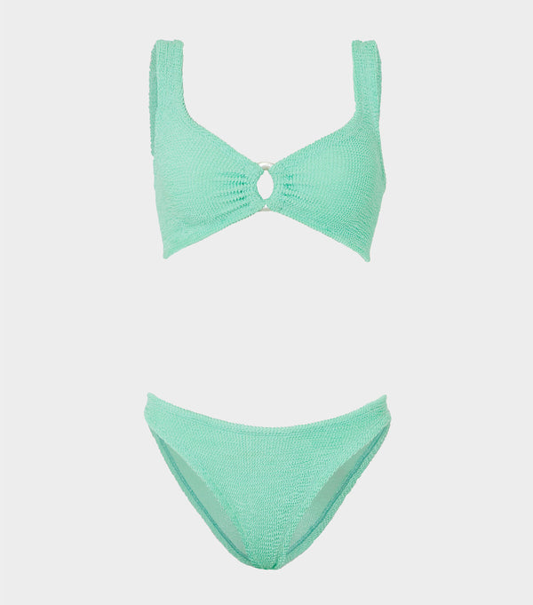 hunza g Julia Bikini With Pearly Hoop Metallic Mint