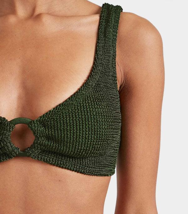 Hunza G Julia Bikini With Tonal Hoops Metallic Khaki