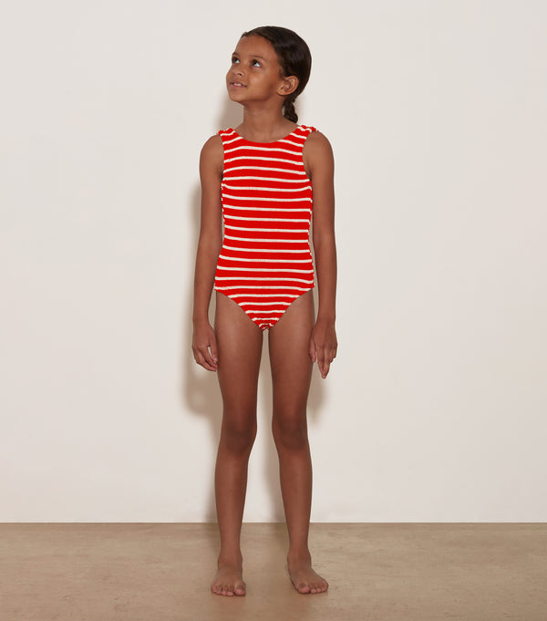 Hunza G Kids Classic Swim (Ages 3 To 6) Red/White Stripe