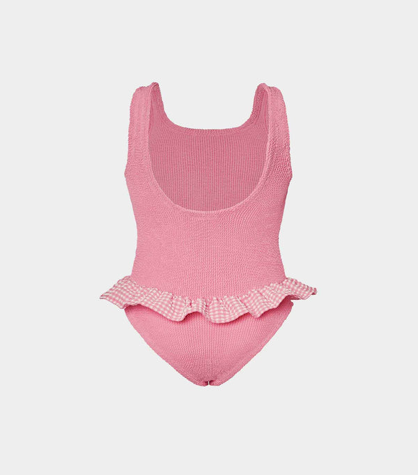 Hunza G Kids Duo Denise Swim (Ages 3 To 6) Milkshake Gingham