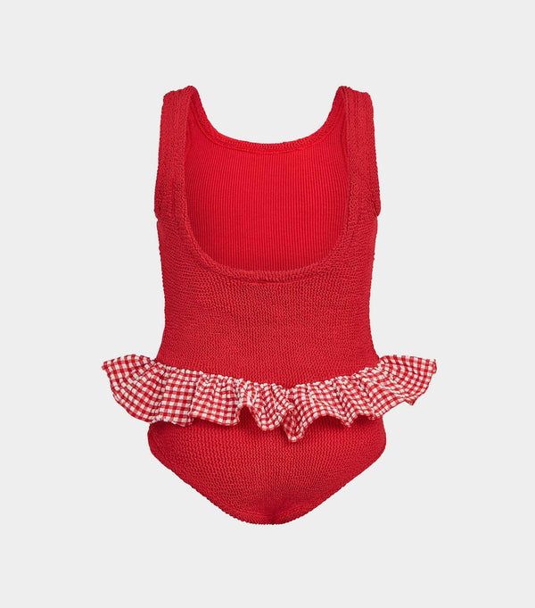 Hunza G Kids Duo Denise Swim (Ages 3 To 6) Red Gingham