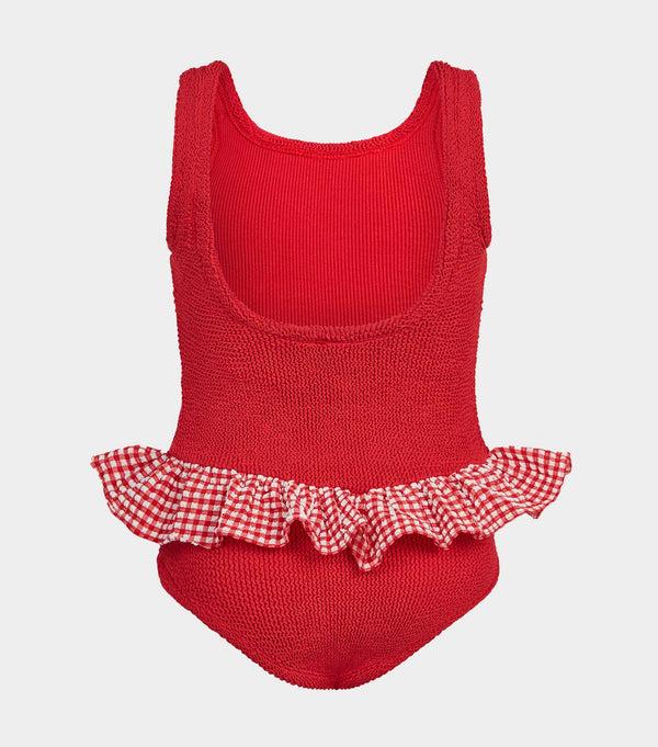 Hunza G Kids Duo Denise Swim (Ages 7 To 12) Red Gingham