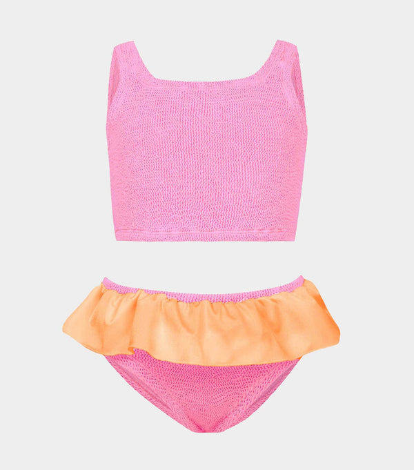 hunza g Kids Duo Olive Bikini (Ages 7 to 12) Bubblegum/Orange