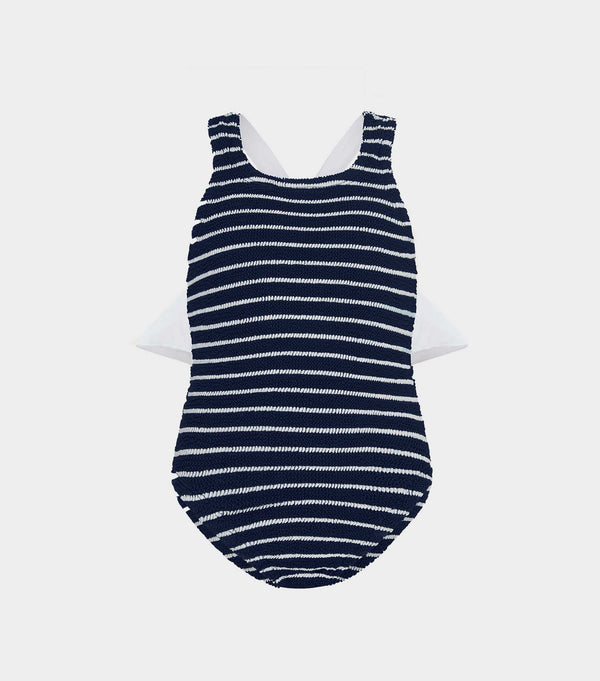 Hunza G Kids Lara Swim (Ages 3 To 6) Navy/White Stripe
