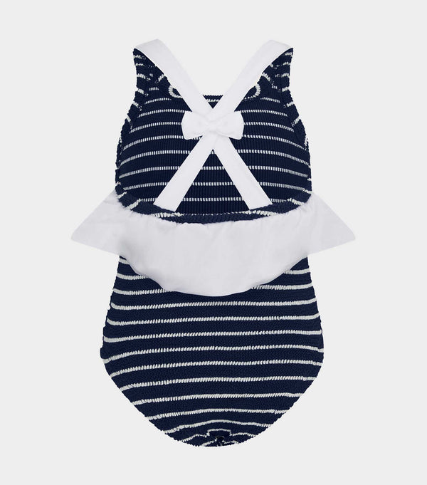 hunza g Kids Lara Swim (Ages 7 to 12) Navy/White Stripe