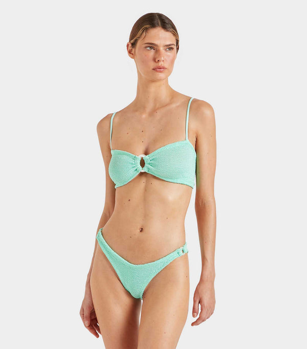 Hunza G Misty Bikini With Pearly Hoop Metallic Mint