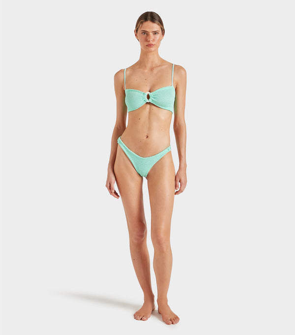 Hunza G Misty Bikini With Pearly Hoop Metallic Mint