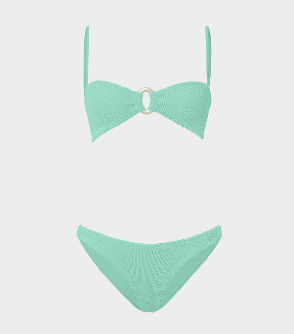 hunza g Misty Bikini With Pearly Hoop Metallic Mint