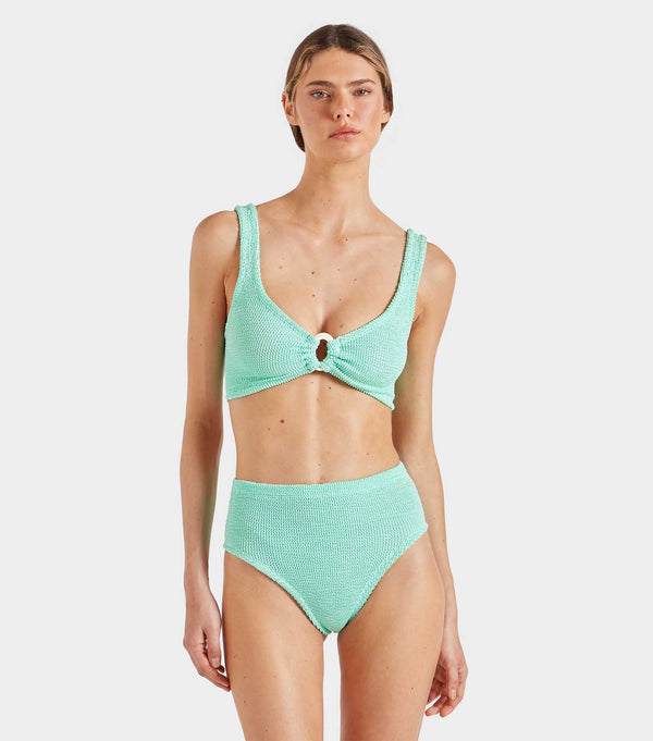 Hunza G Nadine Bikini With Pearly Hoop Metallic Mint
