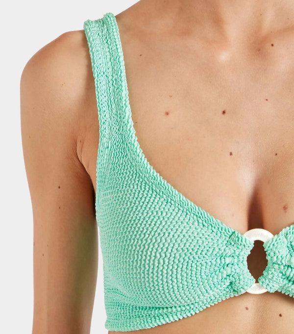 Hunza G Nadine Bikini With Pearly Hoop Metallic Mint