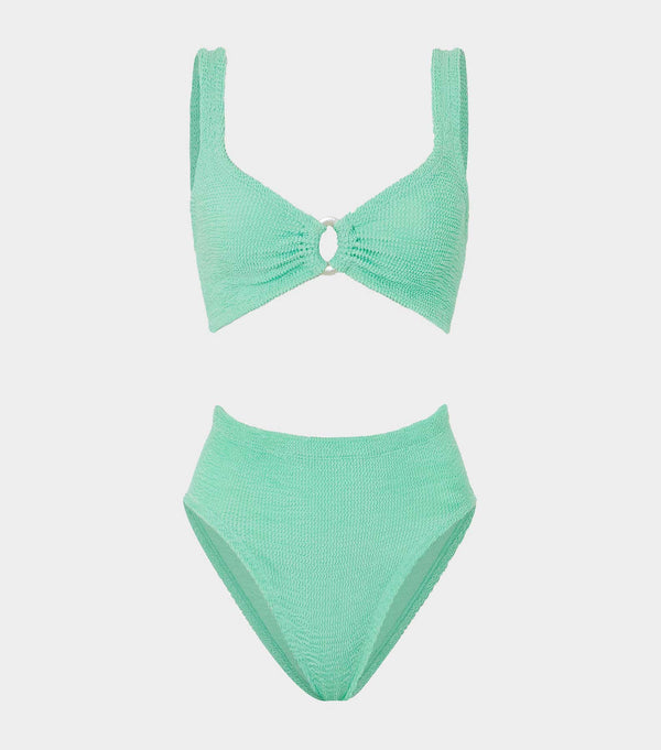 hunza g Nadine Bikini With Pearly Hoop Metallic Mint