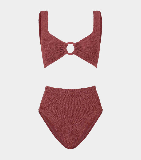 hunza g Nadine Bikini With Tonal Hoops Metallic Rosewood