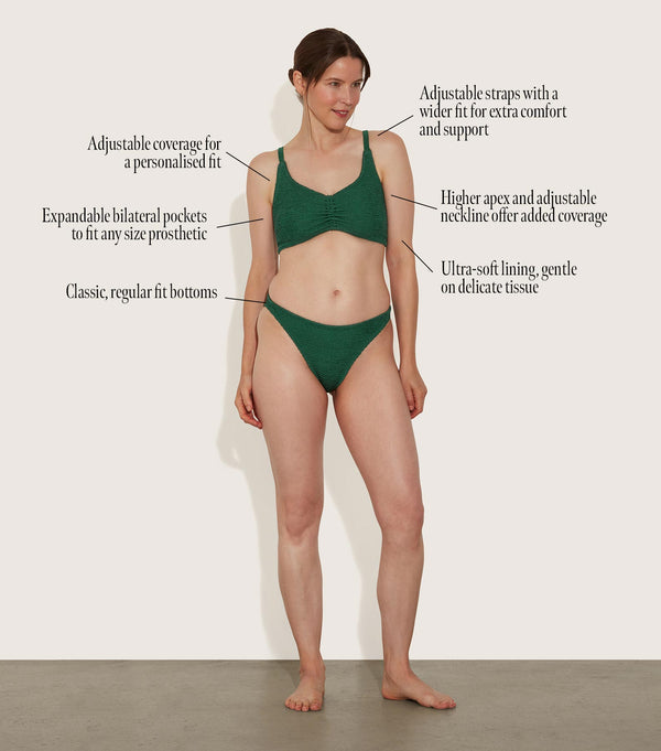 Hunza G Post Mastectomy Bikini Metallic Forest Green