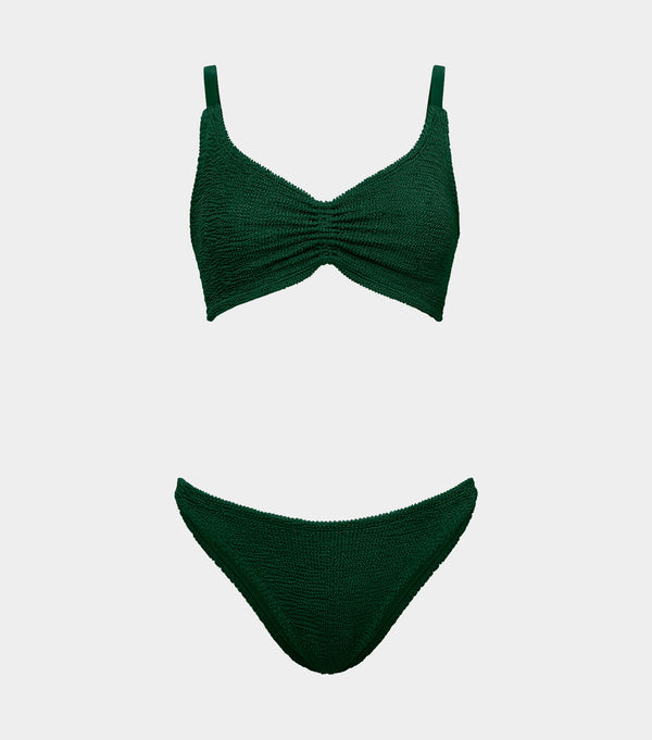 hunza g Post Mastectomy Bikini Metallic Forest Green