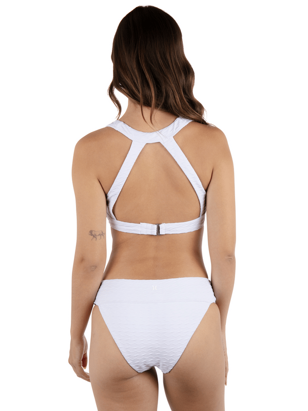 hurley Amphora Banded Hipster Moderate Bikini Bottom White