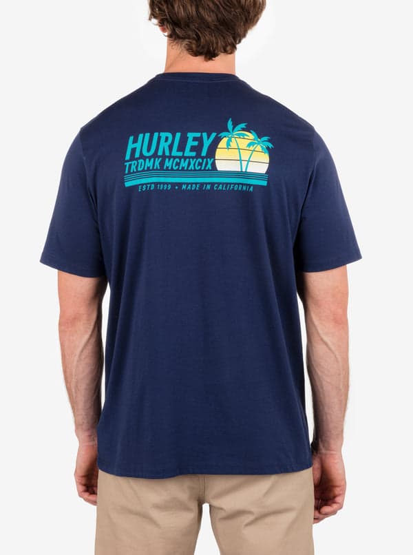 Hurley Everyday Sun Stripes Short Sleeve MIDNIGHT AQUA