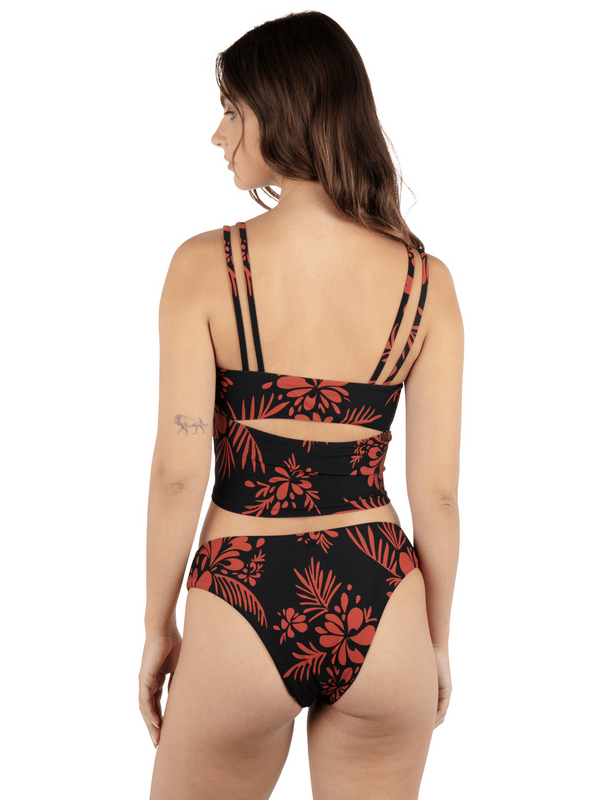 hurley Hidden Tropical Banded Moderate Bikini Bottom Black