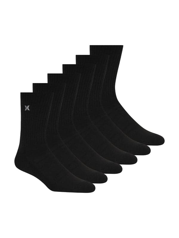 hurley 1/2 Terry Crew Sock (6-Pack) Black