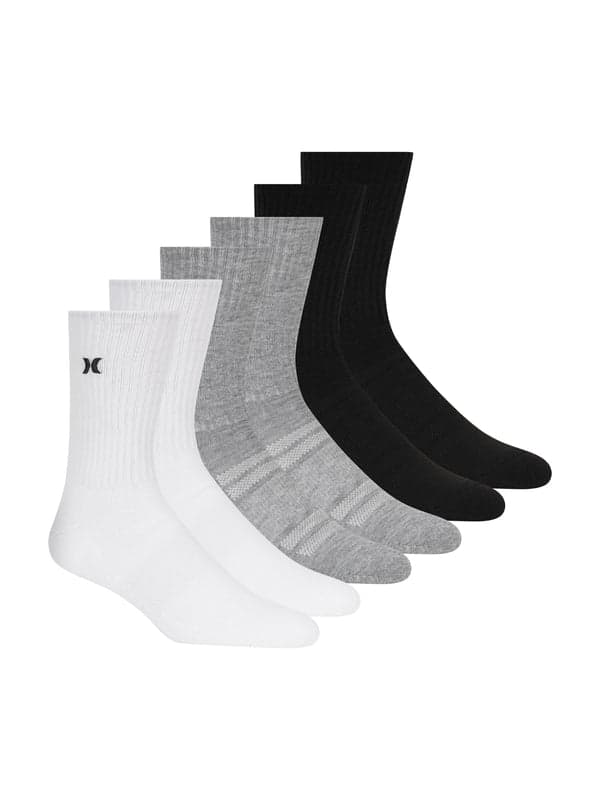 hurley 1/2 Terry Crew Sock (6 Pack) White/Multi